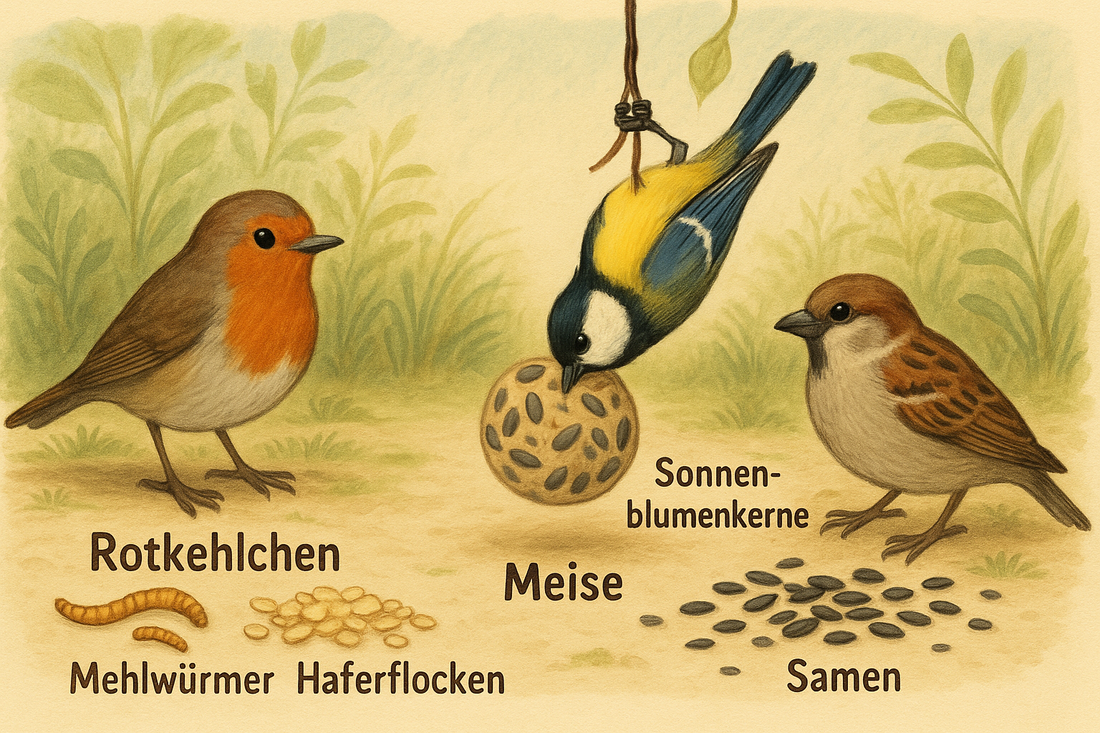 Artenporträts: Rotkehlchen, Meisen, Spatzen & Co. – ihre Futtervorlieben.
