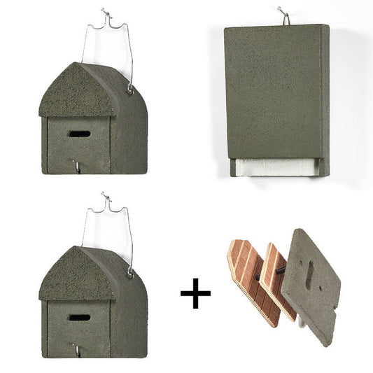 ERBECK - Nistkastenset "Höhlengarten" für Fledermäuse  aus Holzbeton - Madersicher!