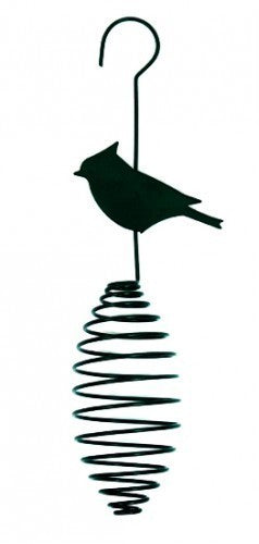 Erdtmann Futterfeder, für Äpfel, Knödel und Nussbeutel, mit Aufhängehaken grün lackiertes Metall