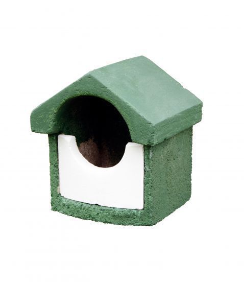 Nischenbrüterhöhle 19x24x17,5 cm, aus Holzbeton in grün, zum Aufhängen