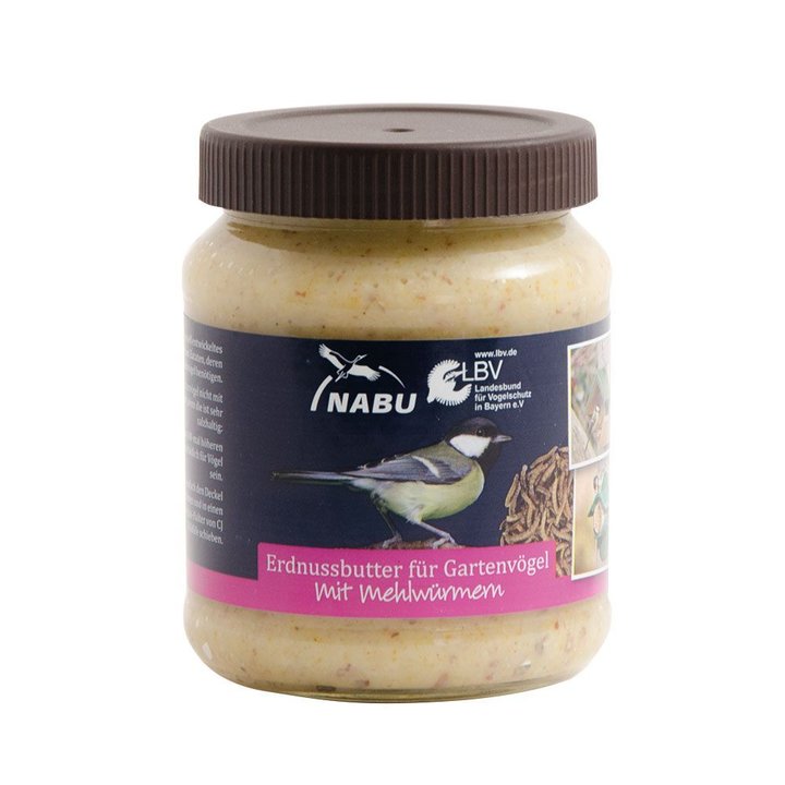 Premium Vogel-Erdnussbutter mit Mehlwürmern, 330g
