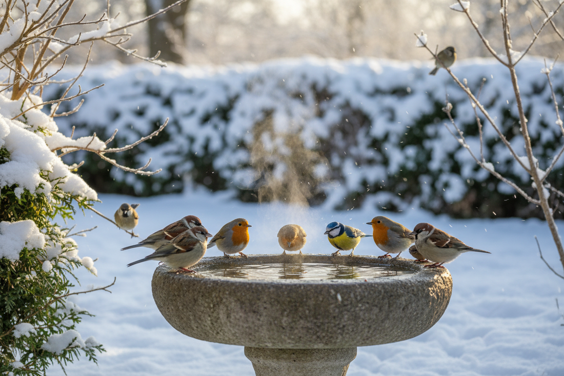 Vogeltränke im Winter: Darf man bei Frost Wasser anbieten?