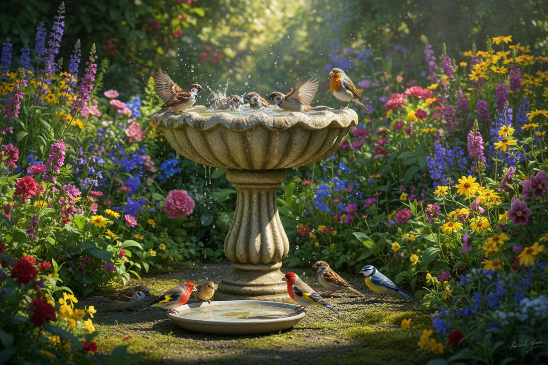 Wasserversorgung für Gartenvögel: Trinken, Baden, Abkühlen im Sommer