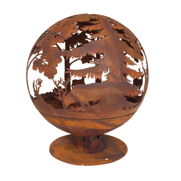 Esschert Design Elchmotiv Feuerball 58 x 58 x 66 cm, aus Metall, gelasert, in Rost-Optik, mit Standf